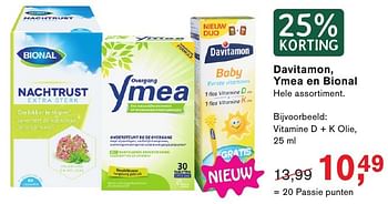 Aanbiedingen Davitamon, ymea en bional vitamine d + k olie - Bional - Geldig van 13/02/2017 tot 05/03/2017 bij Holland & Barrett