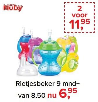 Aanbiedingen Rietjesbeker 9 mnd+ - Nuby - Geldig van 01/02/2017 tot 05/03/2017 bij Baby-Dump
