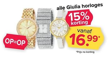 Aanbiedingen Alle giulia horloges - Giulia - Geldig van 20/02/2017 tot 05/03/2017 bij Kijkshop