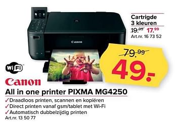 Aanbiedingen Canon all in one printer pixma mg4250 - Canon - Geldig van 20/02/2017 tot 05/03/2017 bij Kijkshop
