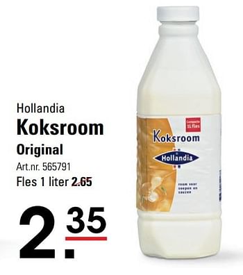 Aanbiedingen Hollandia koksroom original - Hollandia - Geldig van 15/02/2017 tot 06/03/2017 bij Sligro