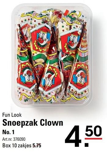 Aanbiedingen Fun look snoepzak clown - Fun Look - Geldig van 15/02/2017 tot 06/03/2017 bij Sligro