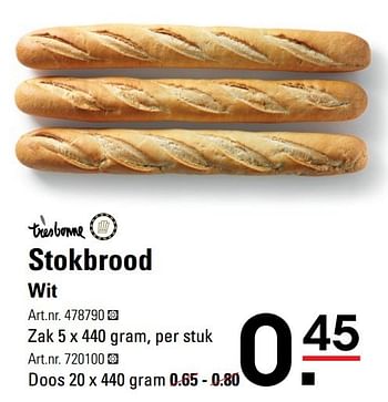 Aanbiedingen Stokbrood wit - TRESBONNE - Geldig van 15/02/2017 tot 06/03/2017 bij Sligro