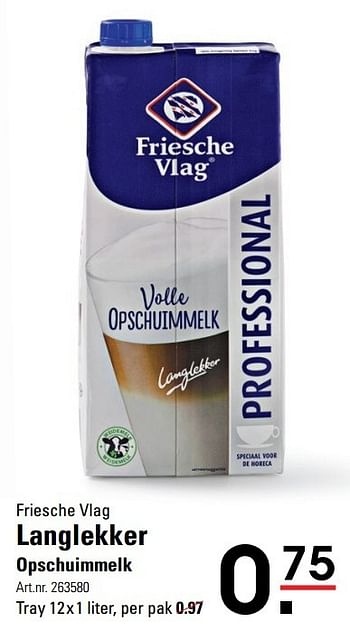 Aanbiedingen Langlekker opschuimmelk - Friesche Vlag - Geldig van 15/02/2017 tot 06/03/2017 bij Sligro