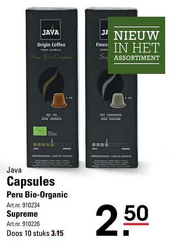 Aanbiedingen Capsules peru bio-organic - Java - Geldig van 15/02/2017 tot 06/03/2017 bij Sligro