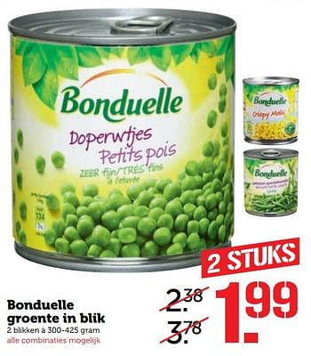 Aanbiedingen Bonduelle groente in blik - Bonduelle - Geldig van 27/02/2017 tot 05/03/2017 bij Coop