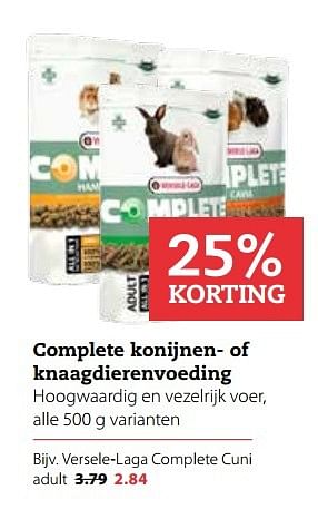 Aanbiedingen Complete konijnen- of knaagdierenvoeding - Versele-Laga - Geldig van 20/02/2017 tot 05/03/2017 bij Pets Place