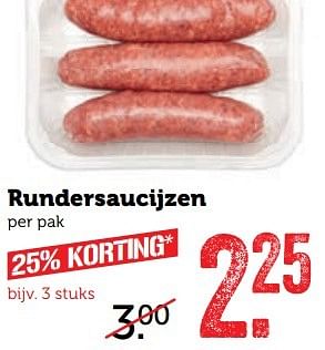 Aanbiedingen Rundersaucijzen - Huismerk - Coop - Geldig van 27/02/2017 tot 05/03/2017 bij Coop