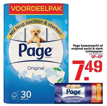 Aanbiedingen Page kussenzacht of original zacht + sterk toiletpapier - Page - Geldig van 27/02/2017 tot 05/03/2017 bij Coop