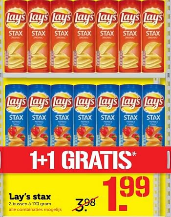 Aanbiedingen Lay`s stax - Lay's - Geldig van 27/02/2017 tot 05/03/2017 bij Coop