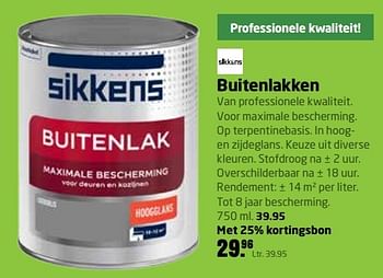 Aanbiedingen Buitenlakken - Sikkens - Geldig van 20/02/2017 tot 05/03/2017 bij Formido