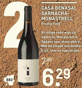Aanbiedingen Casa benasal garnachamonastrell - Rode wijnen - Geldig van 20/02/2017 tot 05/03/2017 bij Gall & Gall