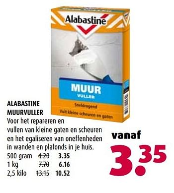 Aanbiedingen Alabastine muurvuller - Alabastine - Geldig van 27/02/2017 tot 05/03/2017 bij Hubo