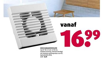 Aanbiedingen Nedco badkamerventilator ef-100 - Nedco - Geldig van 27/02/2017 tot 05/03/2017 bij Hubo