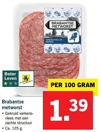 Aanbiedingen Brabantse metworst - Huismerk - Lidl - Geldig van 26/02/2017 tot 05/03/2017 bij Lidl