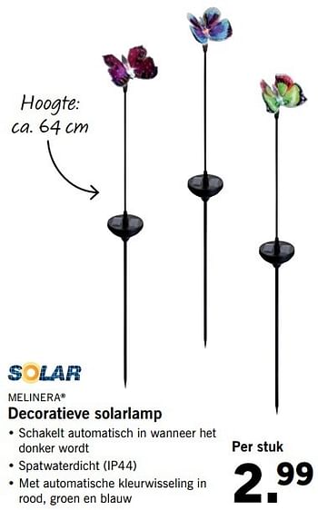 Aanbiedingen Decoratieve solarlamp - Melinera - Geldig van 26/02/2017 tot 05/03/2017 bij Lidl