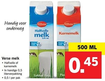 Aanbiedingen Verse melk - Mibona - Geldig van 26/02/2017 tot 05/03/2017 bij Lidl