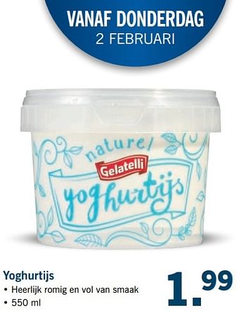 Aanbiedingen Yoghurtijs - Gelatelli - Geldig van 26/02/2017 tot 05/03/2017 bij Lidl