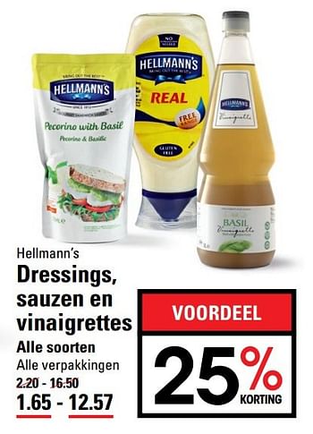 Aanbiedingen Dressings, sauzen en vinaigrettes - Hellman's - Geldig van 15/02/2017 tot 06/03/2017 bij Sligro