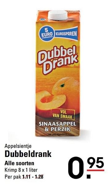 Aanbiedingen Dubbeldrank - Appelsientje - Geldig van 15/02/2017 tot 06/03/2017 bij Sligro