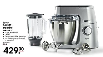 Aanbiedingen Kenwood keukenmachine chef elite xl - Kenwood - Geldig van 15/02/2017 tot 06/03/2017 bij Sligro