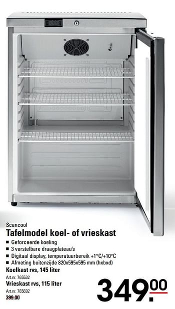 Aanbiedingen Scancool tafelmodel koel- of vrieskast - Scancool - Geldig van 15/02/2017 tot 06/03/2017 bij Sligro