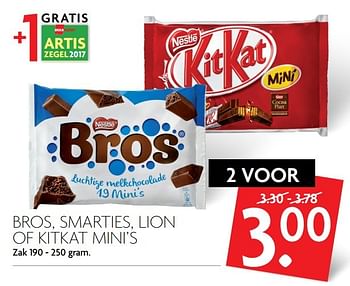 Aanbiedingen Bros, smarties, lion of kitkat mini`s - Nestlé - Geldig van 26/02/2017 tot 04/03/2017 bij Deka Markt