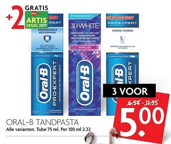 Aanbiedingen Oral-b tandpasta - Oral-B - Geldig van 26/02/2017 tot 04/03/2017 bij Deka Markt