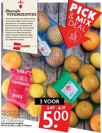Aanbiedingen Persmandarijnen, perssinaasappelen, rode grapefruits of citroenen - Huismerk - Deka Markt - Geldig van 26/02/2017 tot 04/03/2017 bij Deka Markt