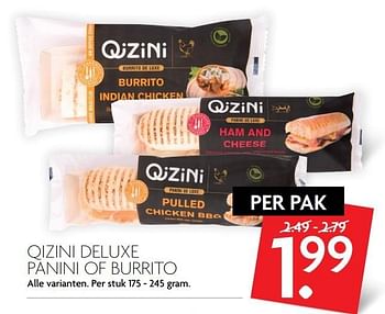 Aanbiedingen Qizini deluxe panini of burrito - Qizini - Geldig van 26/02/2017 tot 04/03/2017 bij Deka Markt