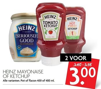 Aanbiedingen Heinz mayonaise of ketchup - Heinz - Geldig van 26/02/2017 tot 04/03/2017 bij Deka Markt