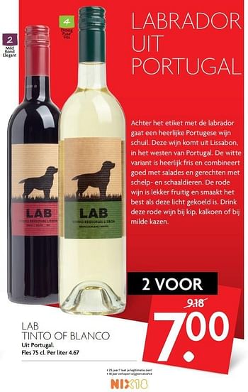 Aanbiedingen Lab tinto of blanco - Rode wijnen - Geldig van 26/02/2017 tot 04/03/2017 bij Deka Markt