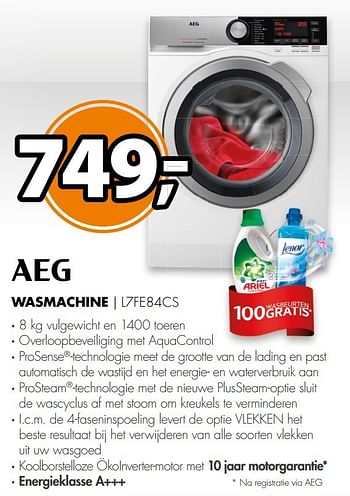 Aanbiedingen Aeg wasmachine l7fe84cs - AEG - Geldig van 26/02/2017 tot 05/03/2017 bij Expert