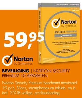 Aanbiedingen Norton beveiliging norton security premium 10 apparaten - Norton - Geldig van 26/02/2017 tot 05/03/2017 bij Expert