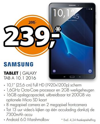 Aanbiedingen Samsung tablet galaxy tab a 10.1 2016 - Samsung - Geldig van 26/02/2017 tot 05/03/2017 bij Expert