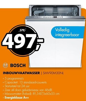 Aanbiedingen Bosch inbouwvaatwasser smv90m30nl - Bosch - Geldig van 26/02/2017 tot 05/03/2017 bij Expert
