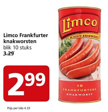 Aanbiedingen Limco frankfurter knakworsten - Limco - Geldig van 27/02/2017 tot 05/03/2017 bij Jan Linders