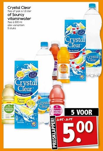 Aanbiedingen Crystal clear of sourcy vitaminwater - Huismerk - Agrimarkt - Geldig van 27/02/2017 tot 04/03/2017 bij Agrimarkt