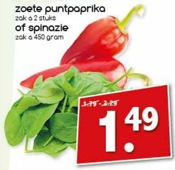Aanbiedingen Zoete puntpaprika of spinazie - Huismerk - Agrimarkt - Geldig van 27/02/2017 tot 04/03/2017 bij Agrimarkt