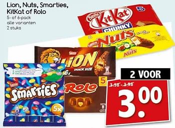 Aanbiedingen Lio, nuts, smarties, kitkat of rolo - Nestlé - Geldig van 27/02/2017 tot 04/03/2017 bij Agrimarkt
