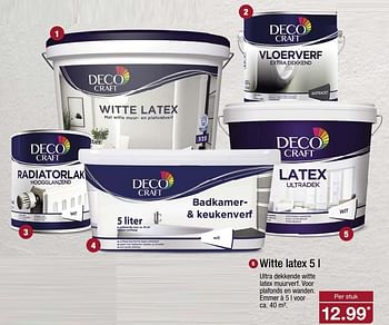 Aanbiedingen Witte latex 5 l - Deco Craft - Geldig van 27/02/2017 tot 05/03/2017 bij Aldi