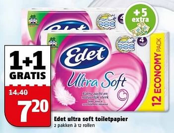 Aanbiedingen Edet ultra soft toiletpapier - Edet - Geldig van 27/02/2017 tot 05/03/2017 bij Poiesz