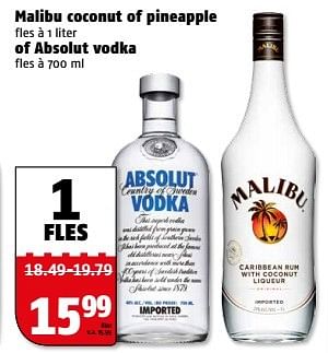 Aanbiedingen Malibu coconut of pineapple of absolut vodka - Huismerk Poiesz - Geldig van 27/02/2017 tot 05/03/2017 bij Poiesz