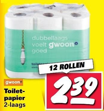 Aanbiedingen Toilet- papier - Gâ€™woon - Geldig van 27/02/2017 tot 05/03/2017 bij Nettorama