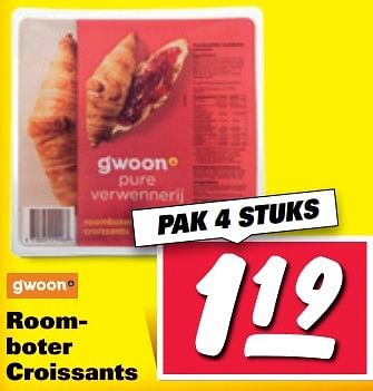 Aanbiedingen Room- boter croissants - Gâ€™woon - Geldig van 27/02/2017 tot 05/03/2017 bij Nettorama