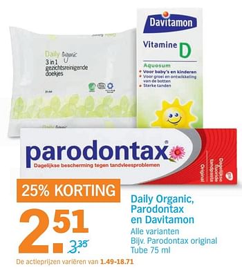 Aanbiedingen Daily organic, parodontax en davitamon - Davitamon - Geldig van 27/02/2017 tot 05/03/2017 bij Albert Heijn