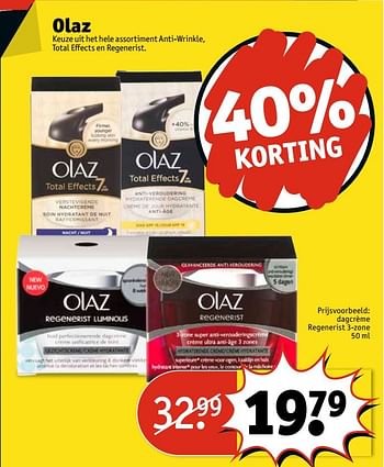 Aanbiedingen Dagcrème regenerist 3-zone - Olaz - Geldig van 28/02/2017 tot 05/03/2017 bij Kruidvat