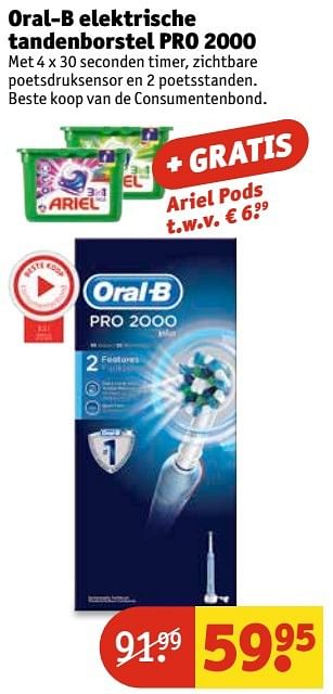 Aanbiedingen Oral-b elektrische tandenborstel pro 2000 - Oral-B - Geldig van 28/02/2017 tot 05/03/2017 bij Kruidvat