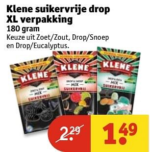 Aanbiedingen Klene suikervrije drop xl verpakking - Klene - Geldig van 28/02/2017 tot 05/03/2017 bij Kruidvat