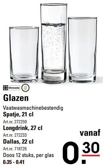 Aanbiedingen Glazen - SlimResto - Geldig van 15/02/2017 tot 06/03/2017 bij Sligro